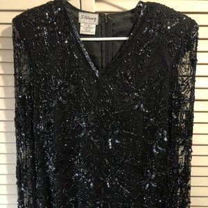 Stenay Exquisite Black Beaded Blouse, Perfect for holidays. Size Small